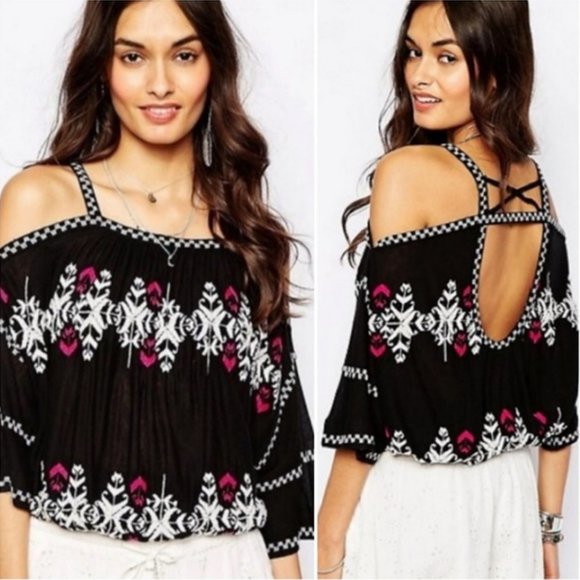 Free People Cold Shoulder Embroidered Top - Picture 11 of 11